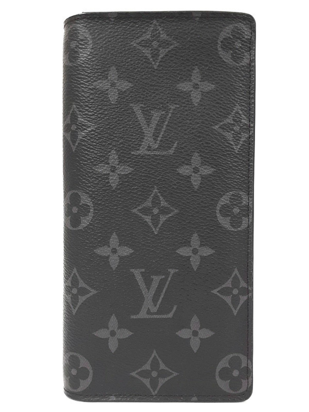 Louis Vuitton Monogram Eclipse Black Portefeuille Brazza Bi fold Long Wallet